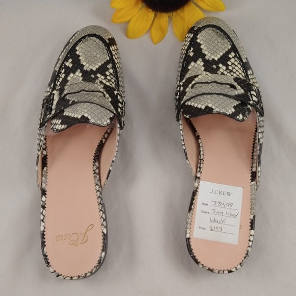 J.Crew Womens Academy Snake Leather Penny Loafers 6 - Picture 2 of 16